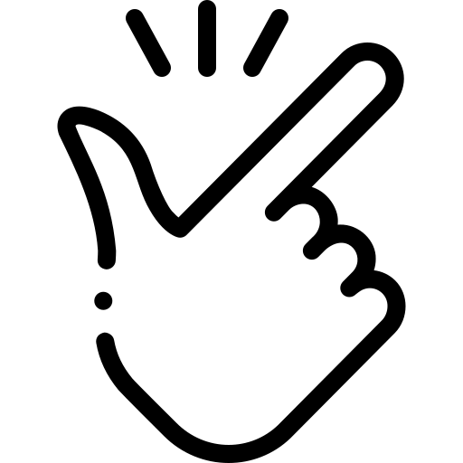 Black outline of a hand making a peace sign on a white background